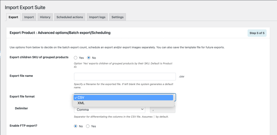 Export File Format